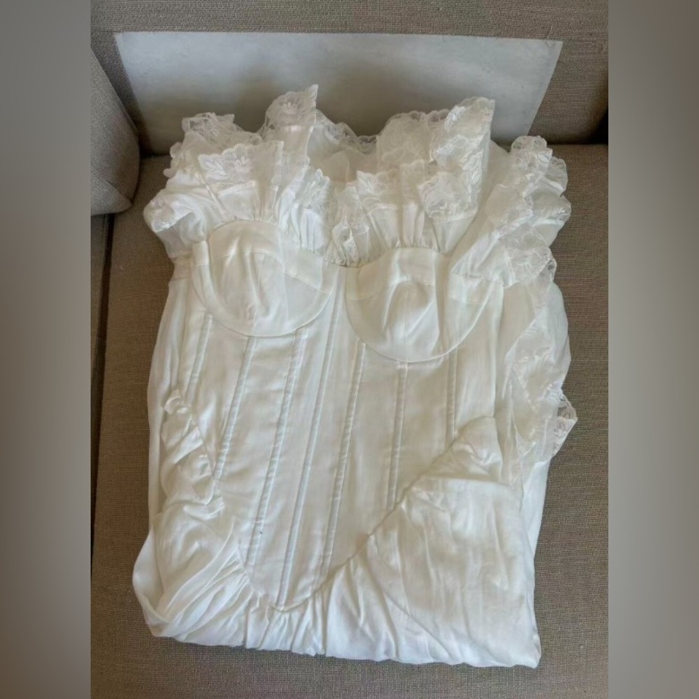 BEST Selkie The Ivory Cupid Midi Dress White Lace Party Wedding Medium - Picture 3 of 11